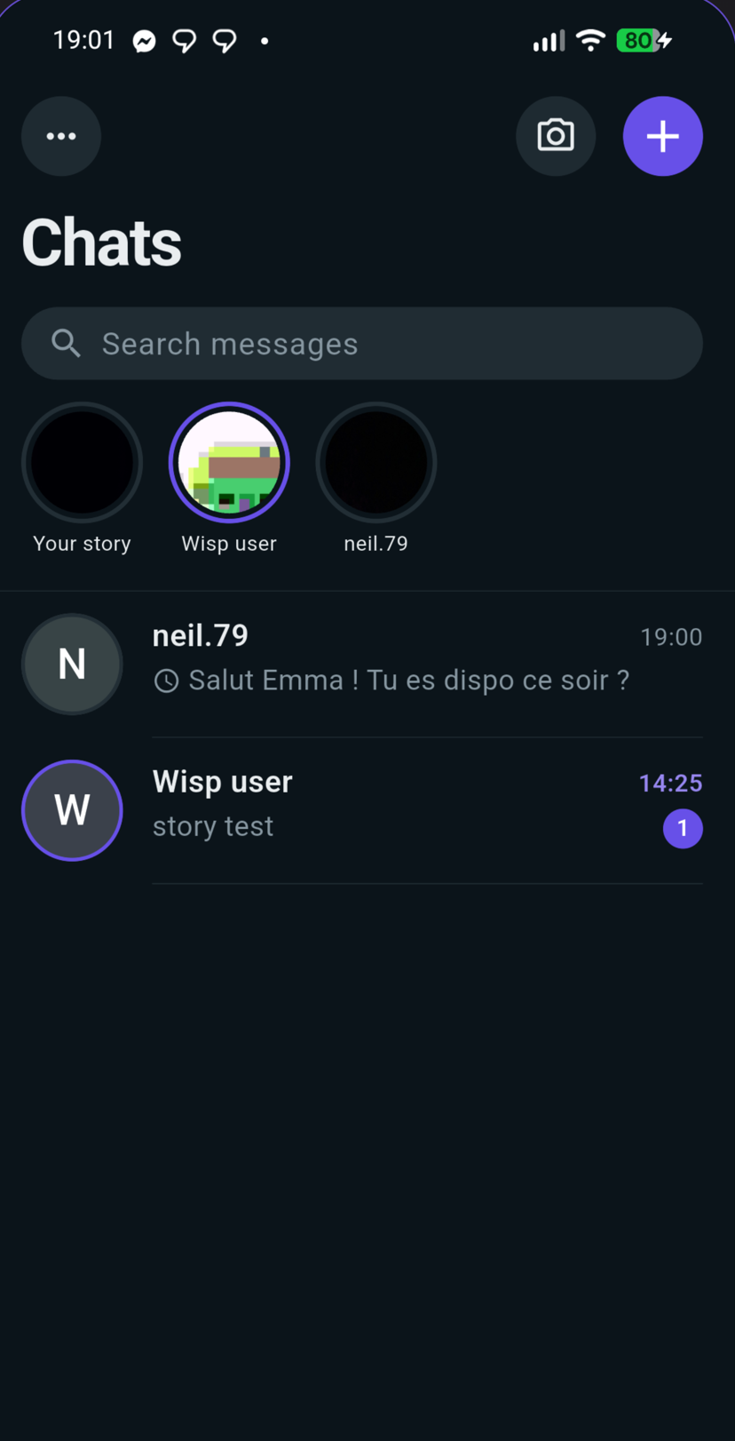 Wisp private messenger on Android